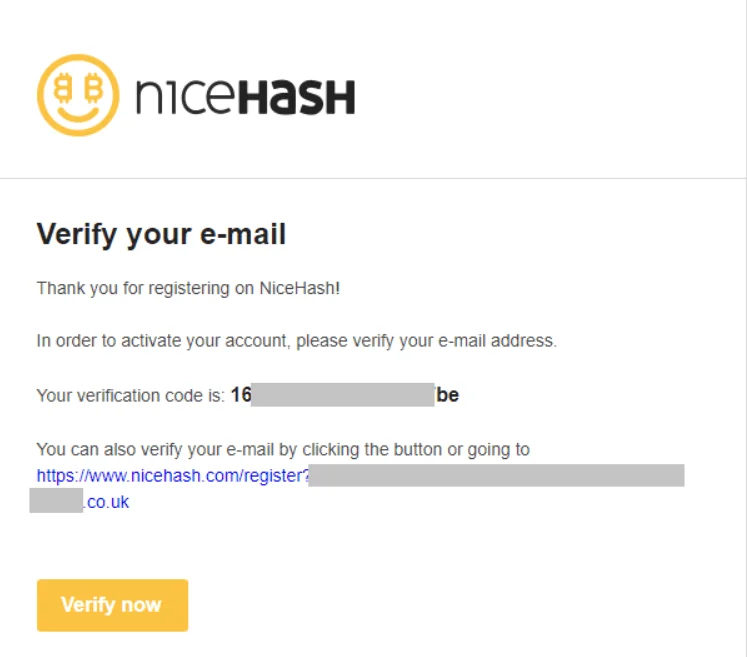 موقع nicehash 47 تأكيد البريد الالكتروني